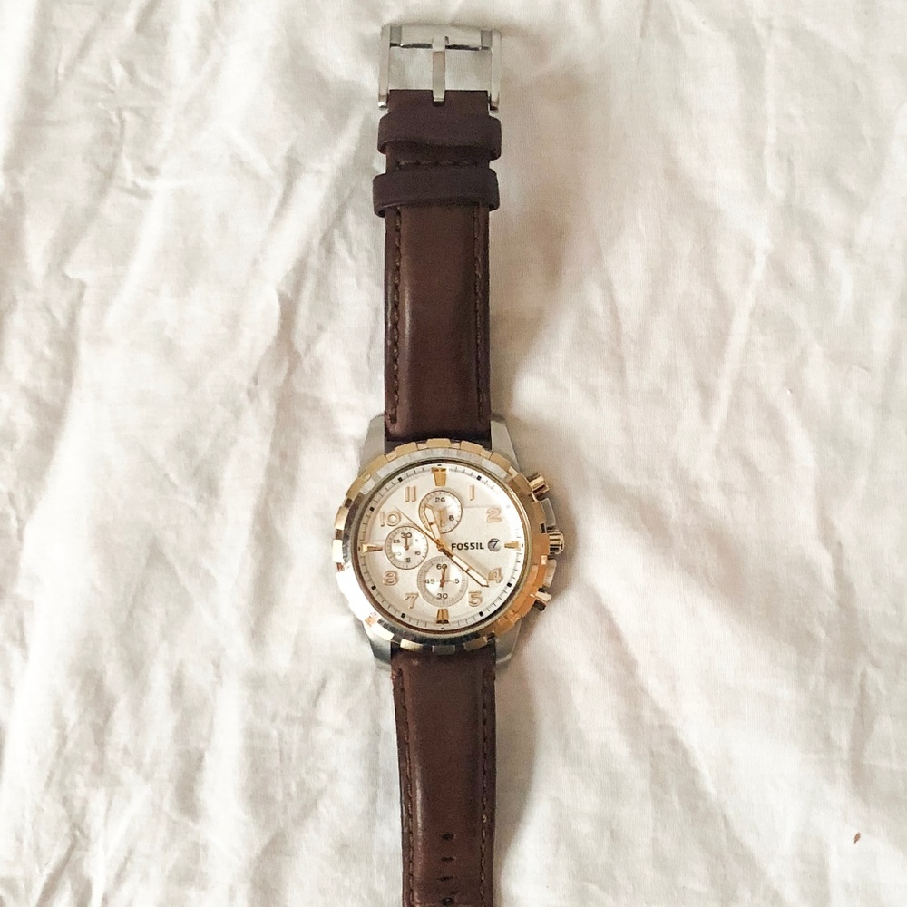 Fossil Mens 45mm Grant Stainless Steel Watch